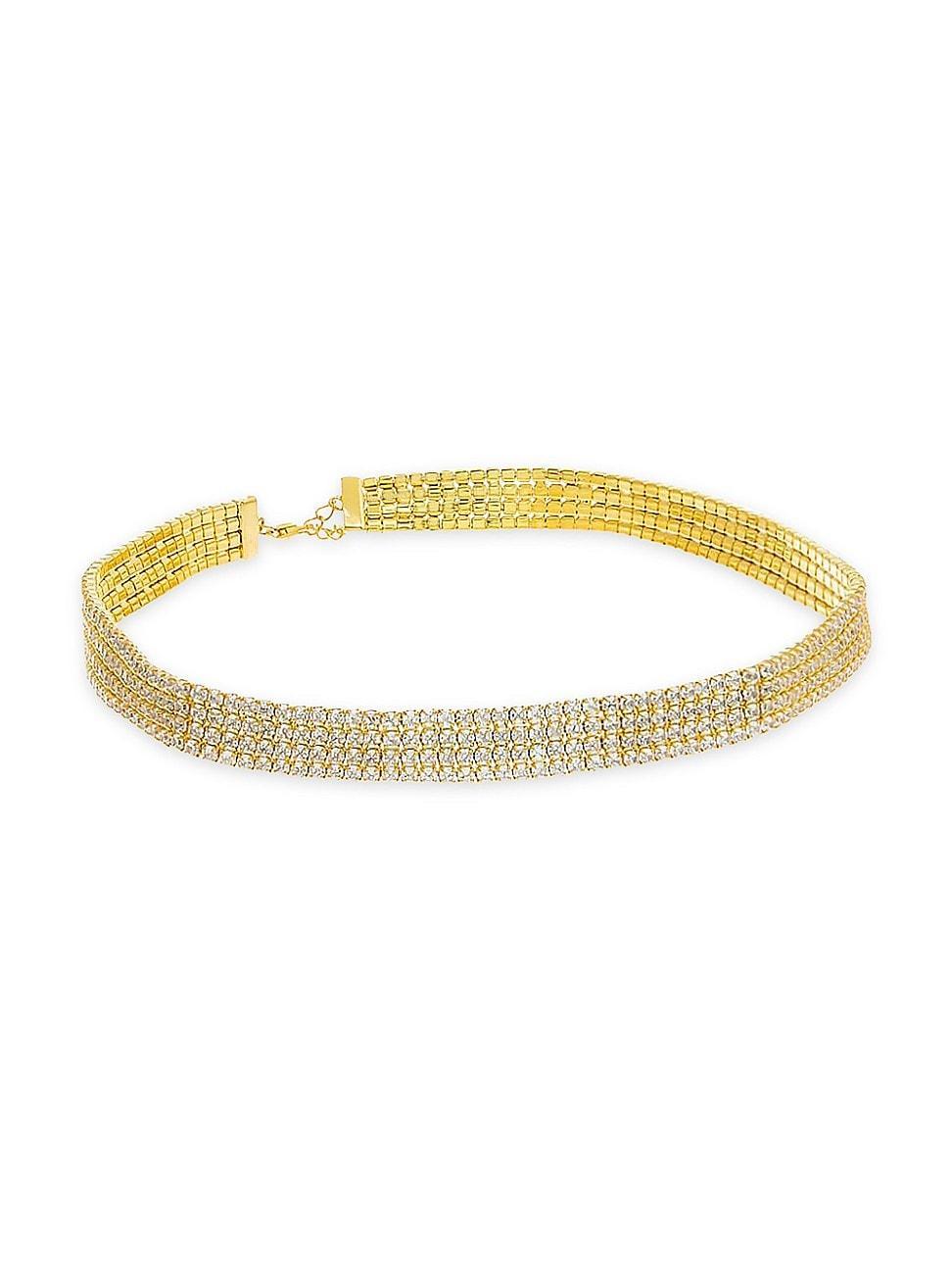 Womens Bling Tennis 14K Gold-Plate & Crystal Choker Product Image