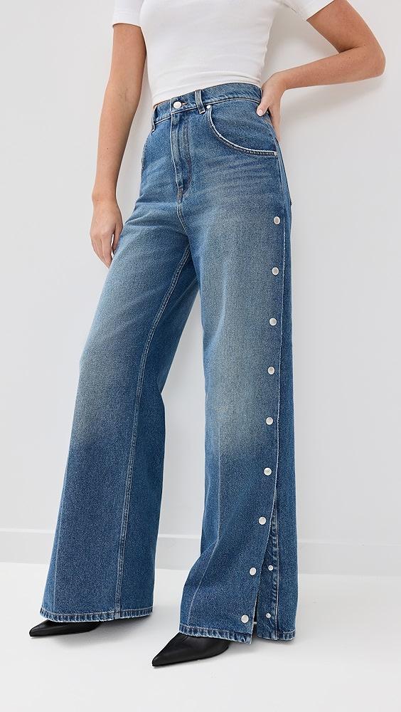 Stella McCartney Snap Blue Denim Loose Jeans | Shopbop Product Image