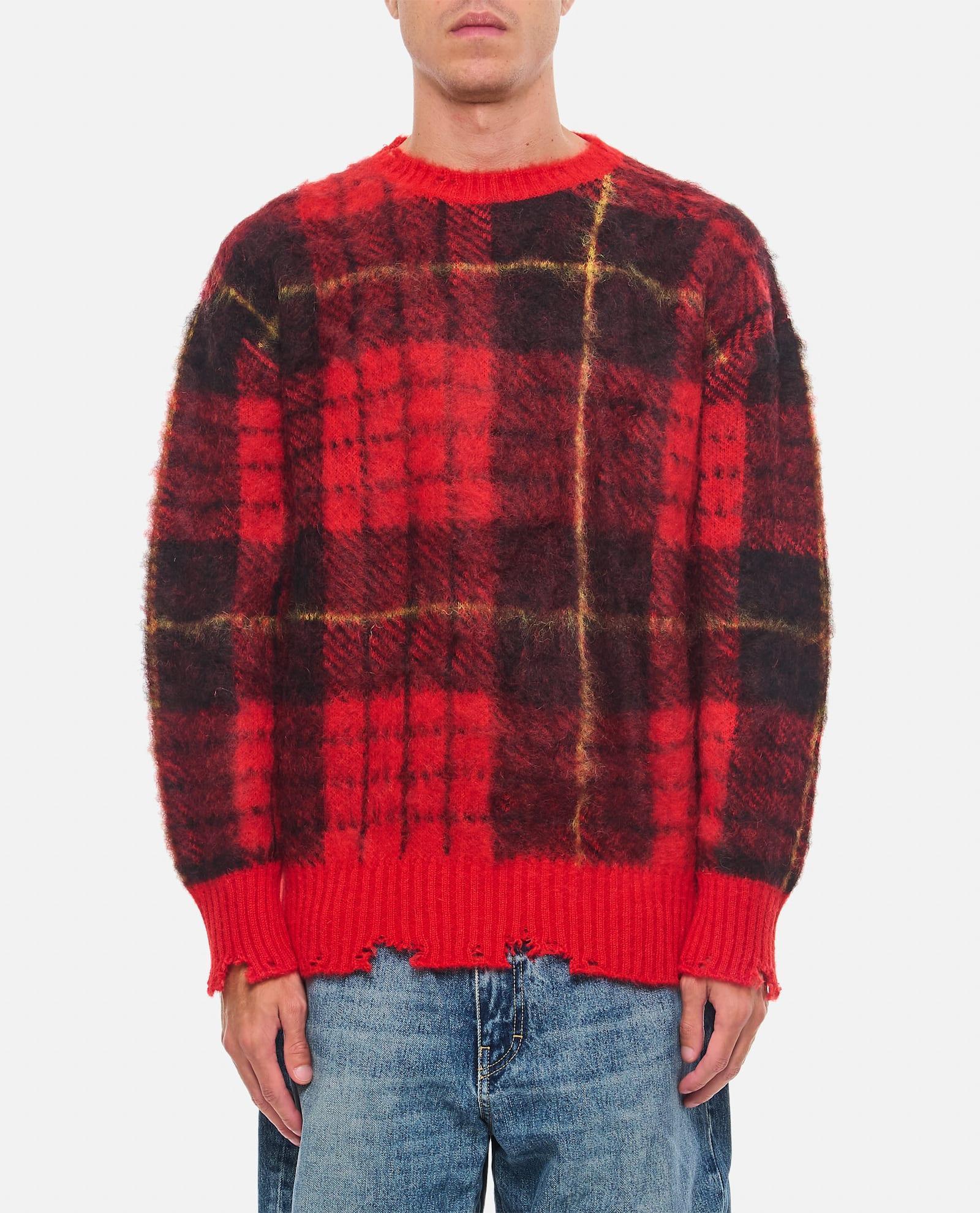 Check Pattern Distressed Jumper In Red Product Image