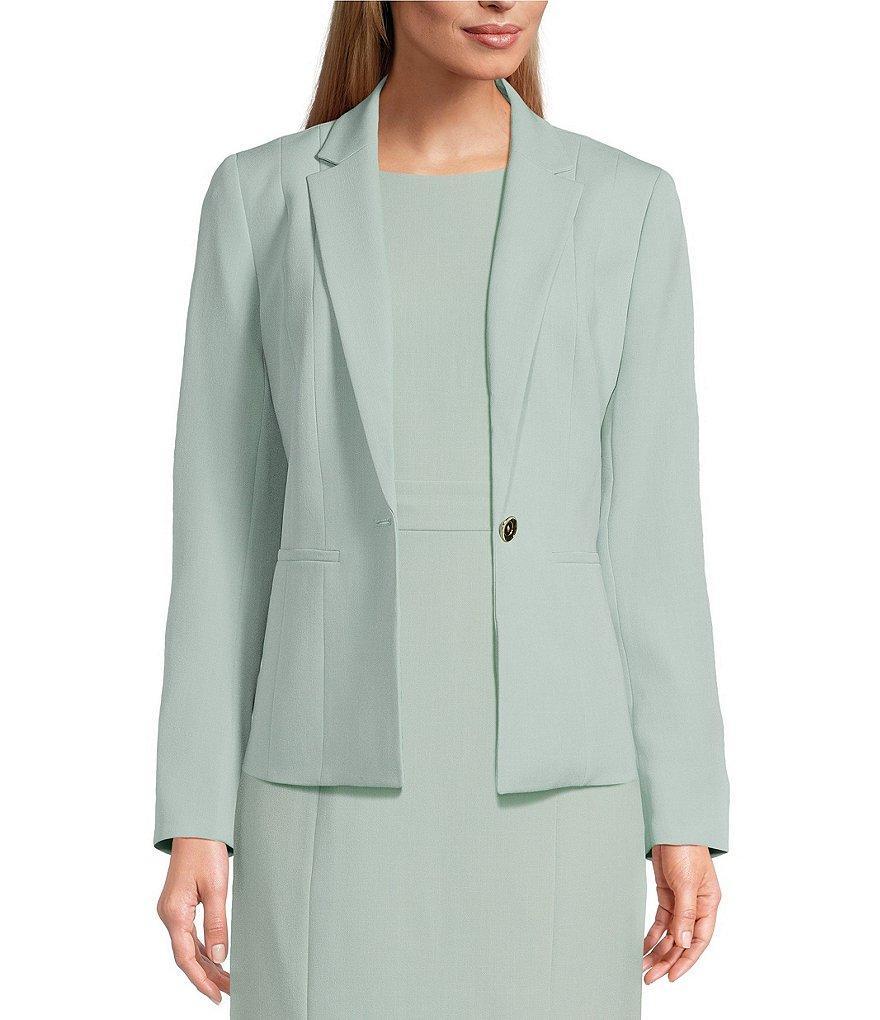 Kasper Stretch Crepe Notch Lapel Neckline Long Sleeve Blazer Product Image