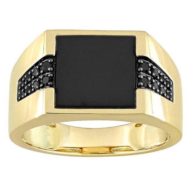 Stella Grace 10k Gold Black Onyx & 1/6 Carat T.W. Black Diamond Ring, Mens Product Image