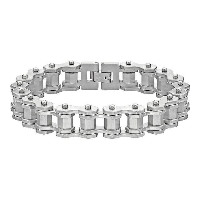 Mens LYNX Stainless Steel Bicycle-Chain Bracelet White Product Image