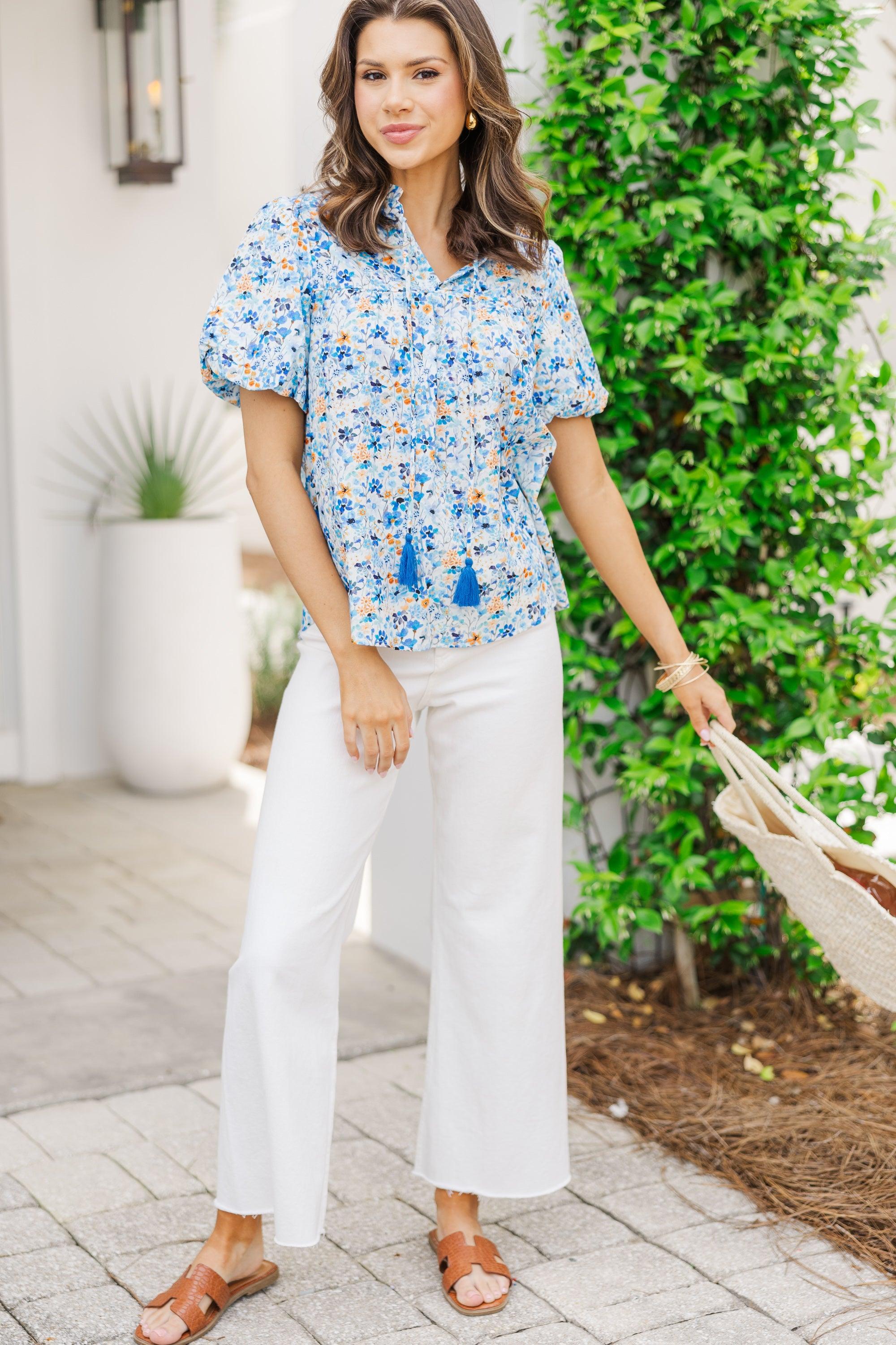 Remember You Well Blue Floral Blouse Female Product Image