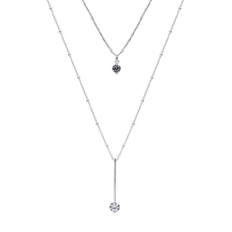 LC Lauren Conrad Silver Tone Cubic Zirconia Stick Pendant Necklace, Womens Product Image