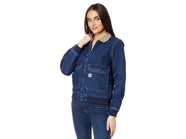 Carhartt Relaxed Fit Denim Sherpa-Lined Jacket (Beech) Women's Clothing Product Image