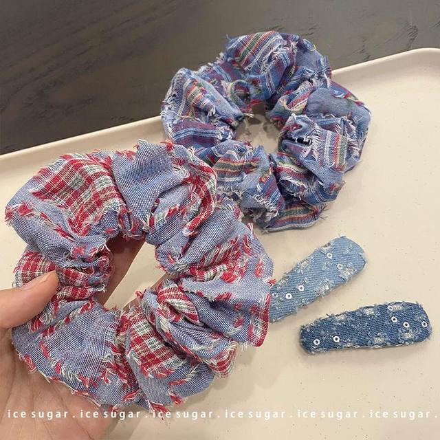 Plaid Hair Scrunchie / Hair Clip Product Image