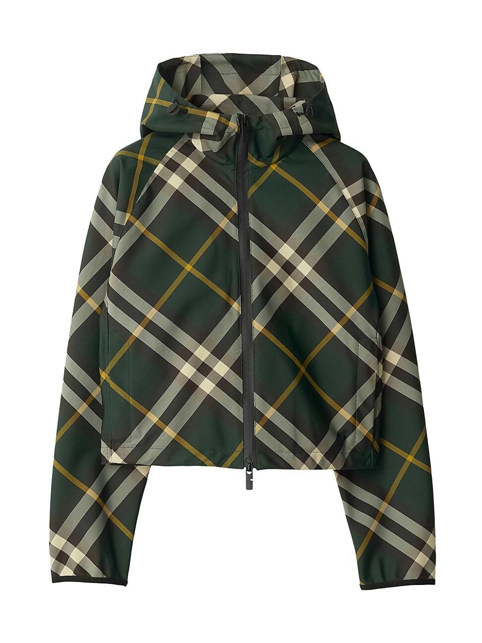 Womens Checkered Twill Cropped Jacket Product Image