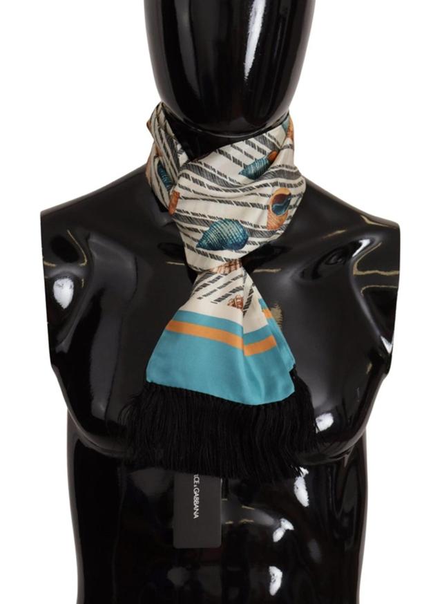 Multicolor Seashells Dg Print Silk Shawl Fringe Scarf Product Image