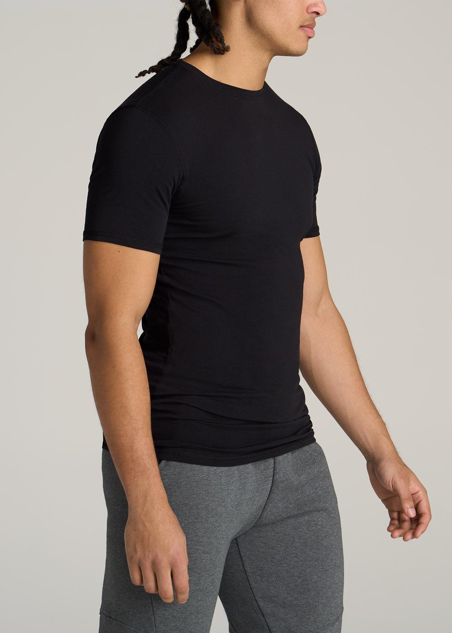 The Essential SLIM-FIT Crewneck Men's Tall Tees in Black Male Product Image