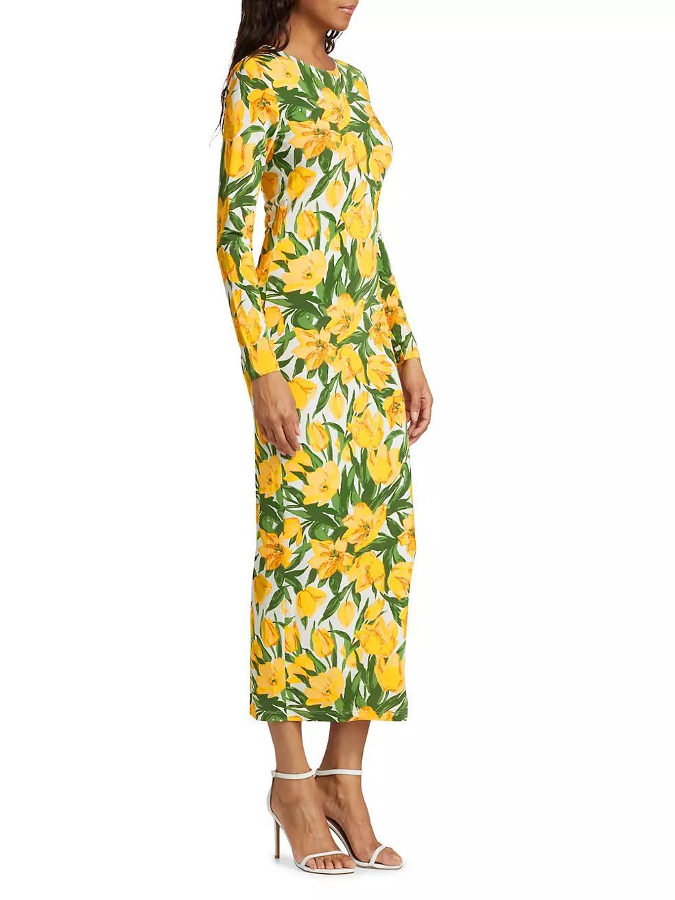 Floral Jersey Long-Sleeve Maxi Dress Product Image