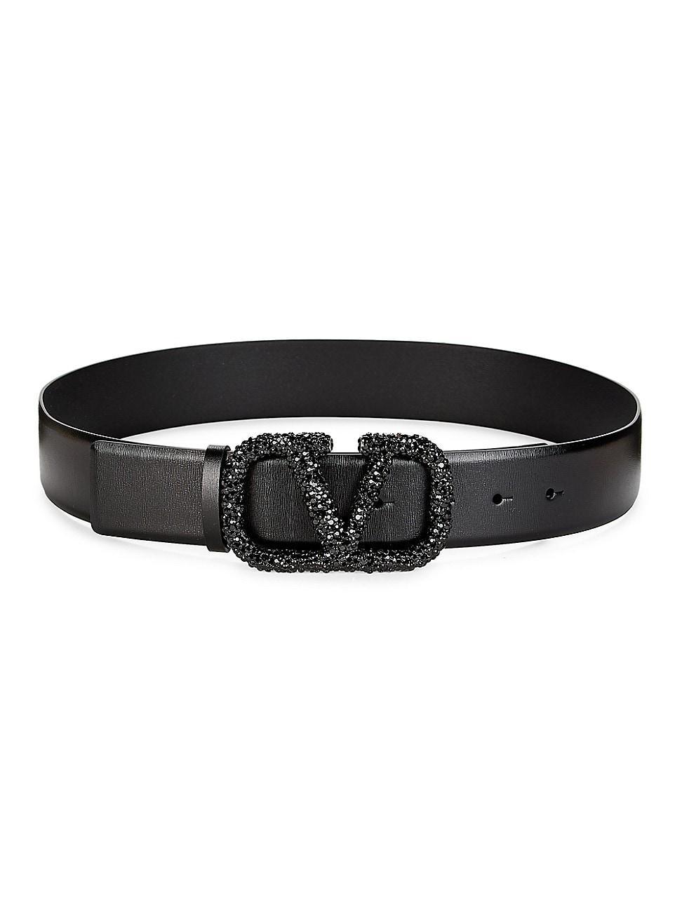 Womens VLogo Signature Embellished Buckle Leather Belt Product Image