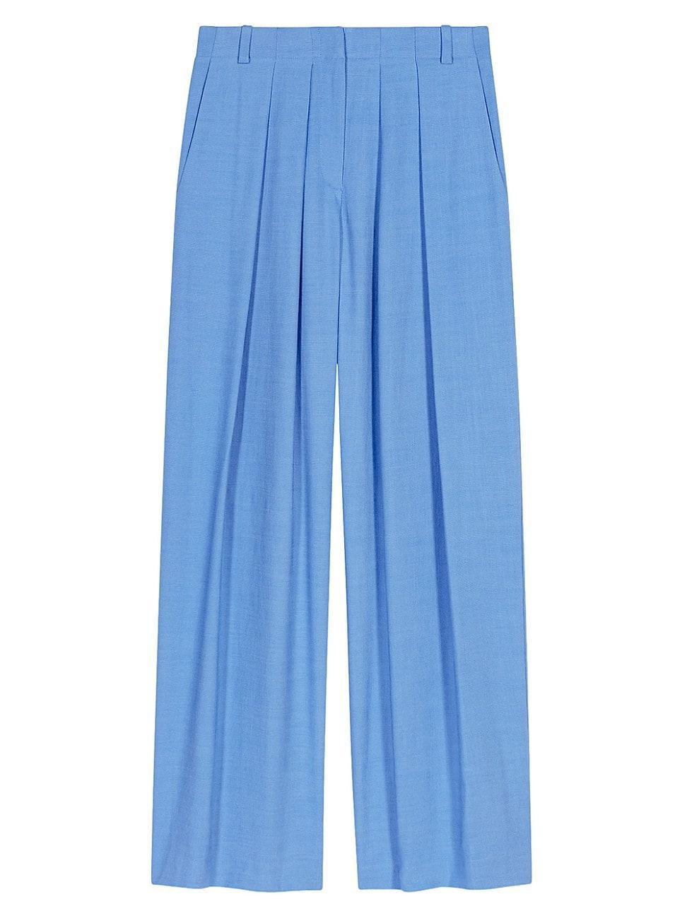 Womens Wide-Leg Suit Trousers with Pleats product image