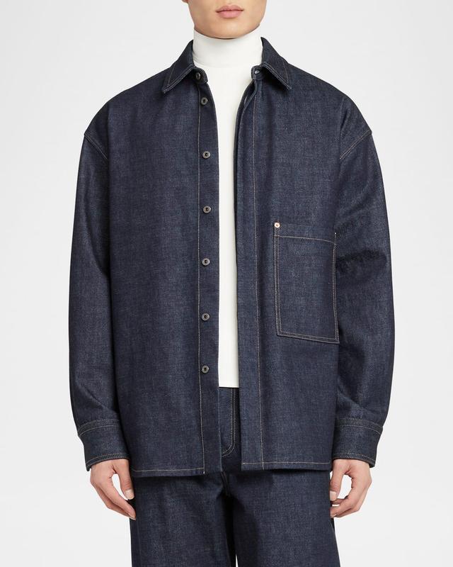 Men's Denim Button-Down Shirt Product Image