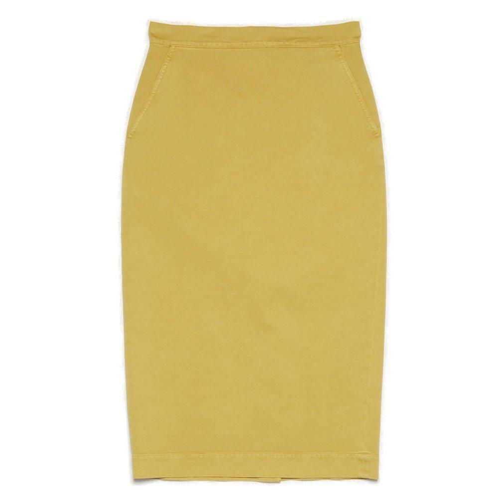 High Waist Midi Skirt In Yellow Product Image