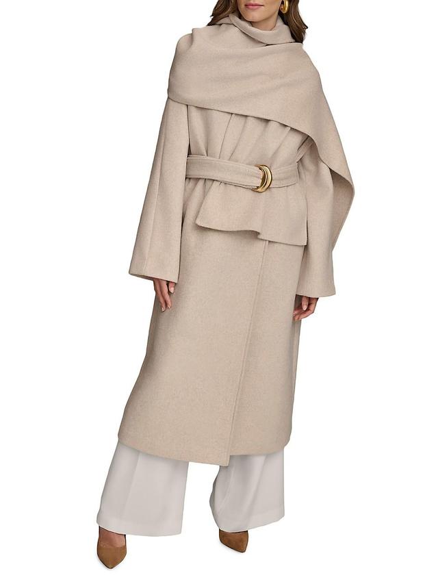 Womens Wool-Blend Belted Scarf Coat Product Image