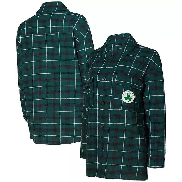 Womens College Concepts Hunter Green/Black Boston Celtics Boyfriend Button-Up Nightshirt Product Image