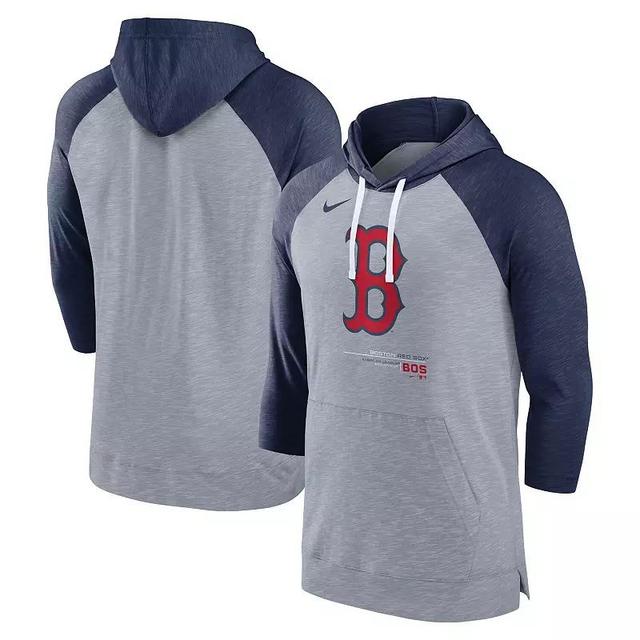 Mens Nike Heather Gray/Heather Royal Buffalo Bills Raglan 3/4-Sleeve Pullover Hoodie Product Image