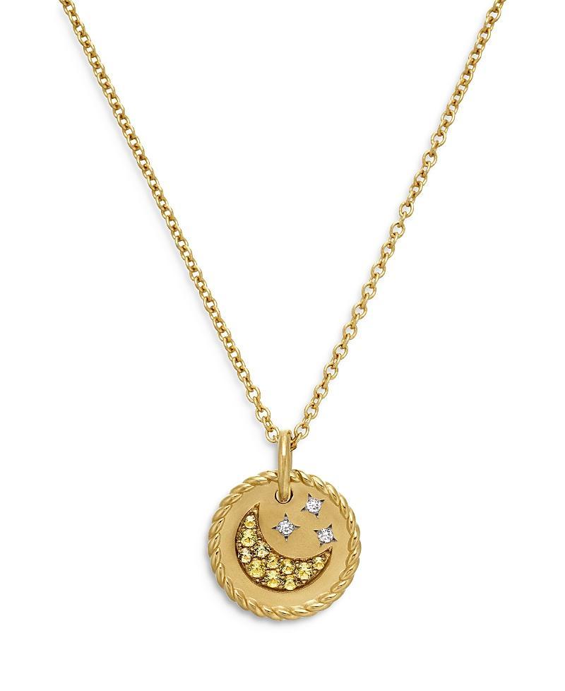 David Yurman Cable Collectibles Moon & Stars Necklace with Diamonds & Yellow Sapphire in 18K Gold Product Image