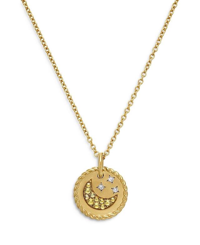 David Yurman Cable Collectibles Moon & Stars Necklace with Diamonds & Yellow Sapphire in 18K Gold Product Image