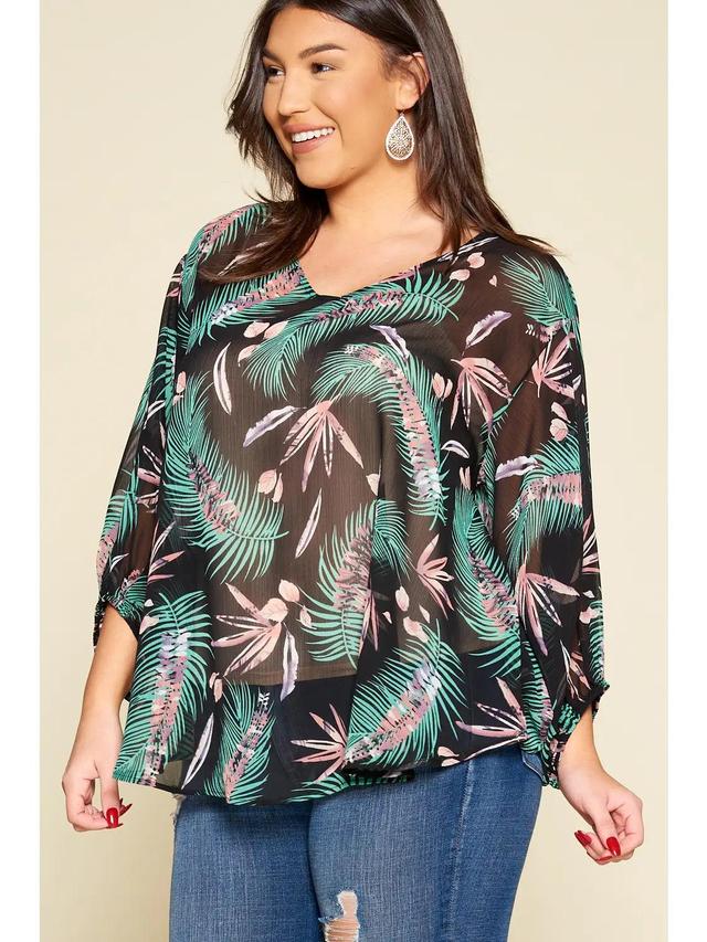 Tropical Leaf Chiffon Top Female Product Image