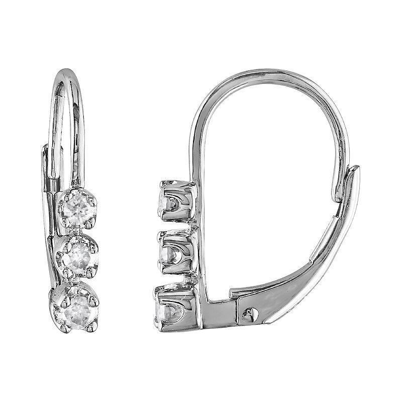 Stella Grace Sterling Silver 1/4 Carat T.W. Diamond Leverback Earrings, Womens Product Image