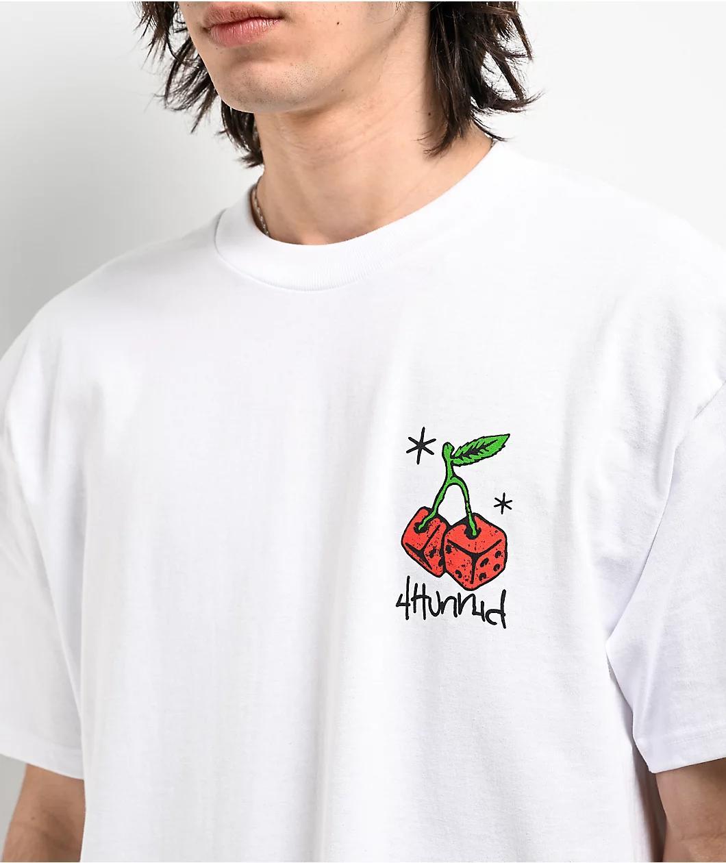 4Hunnid Cherry Dice White T-Shirt Product Image