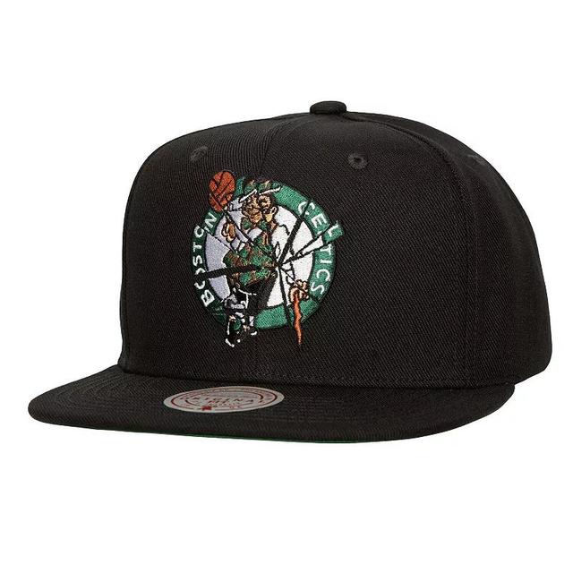 Mitchell & Ness Mens Black Boston Celtics Shattered Snapback Hat Product Image