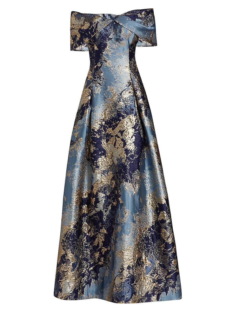 Womens Metallic Floral Jacquard Gown Product Image