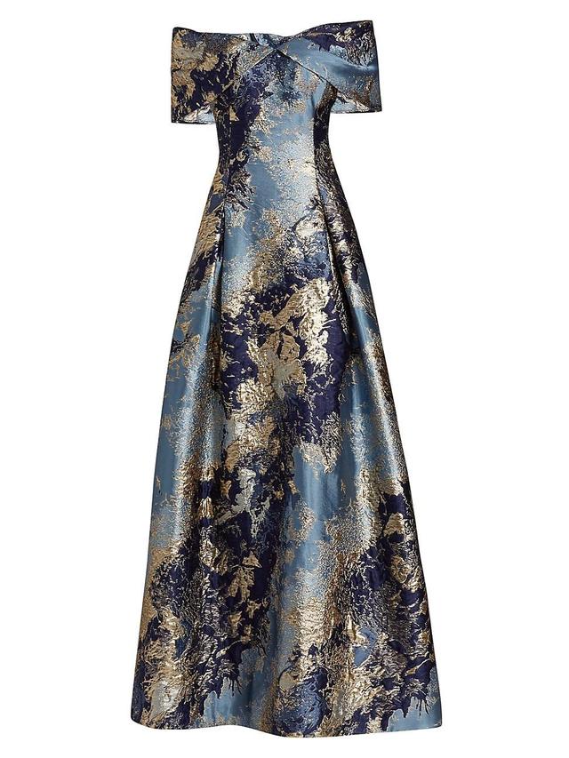 Womens Metallic Floral Jacquard Gown Product Image