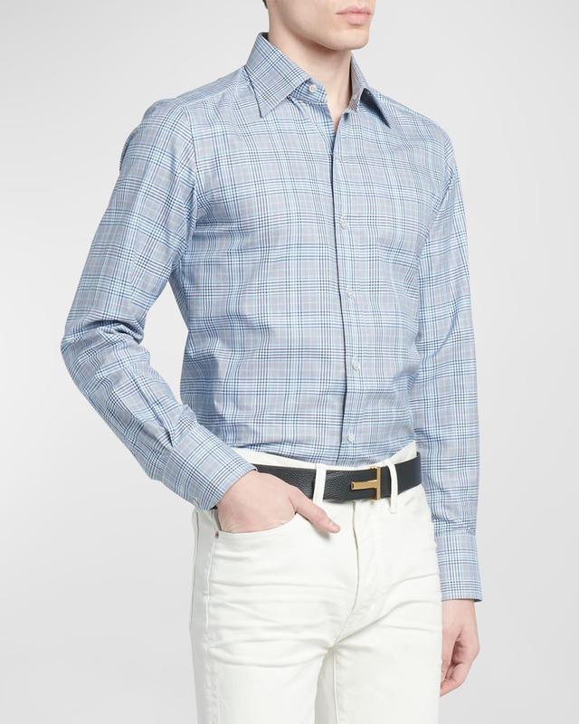 Mens Cotton Plaid Slim-Fit Sport Shirt Product Image