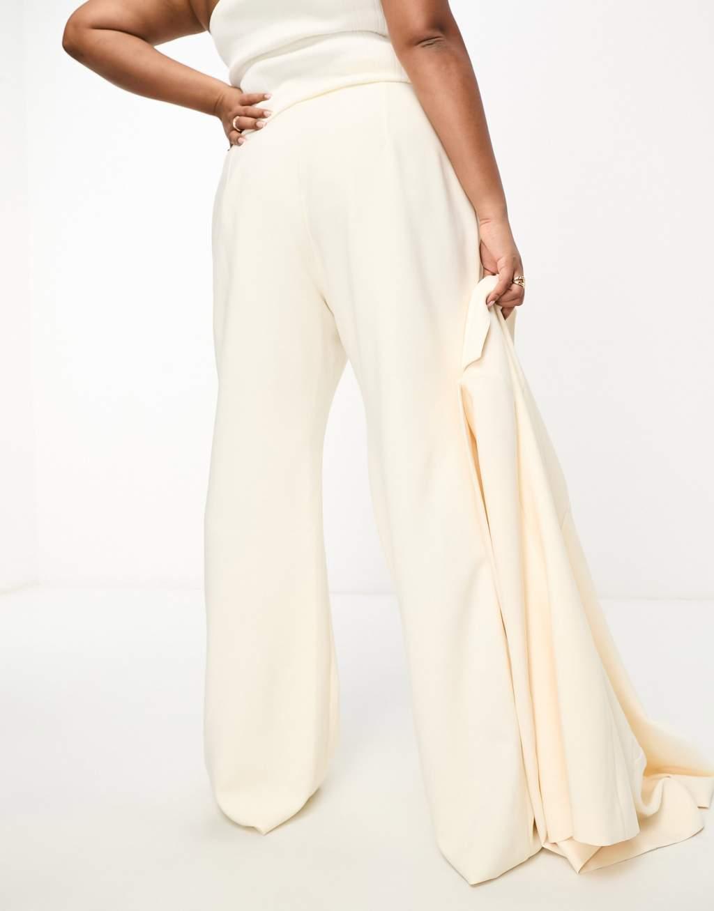 ASOS LUXE Curve suit kickflare pants in cream Product Image