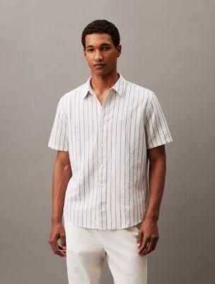 Wide Stripe Linen Blend Classic Button-Down Shirt Product Image