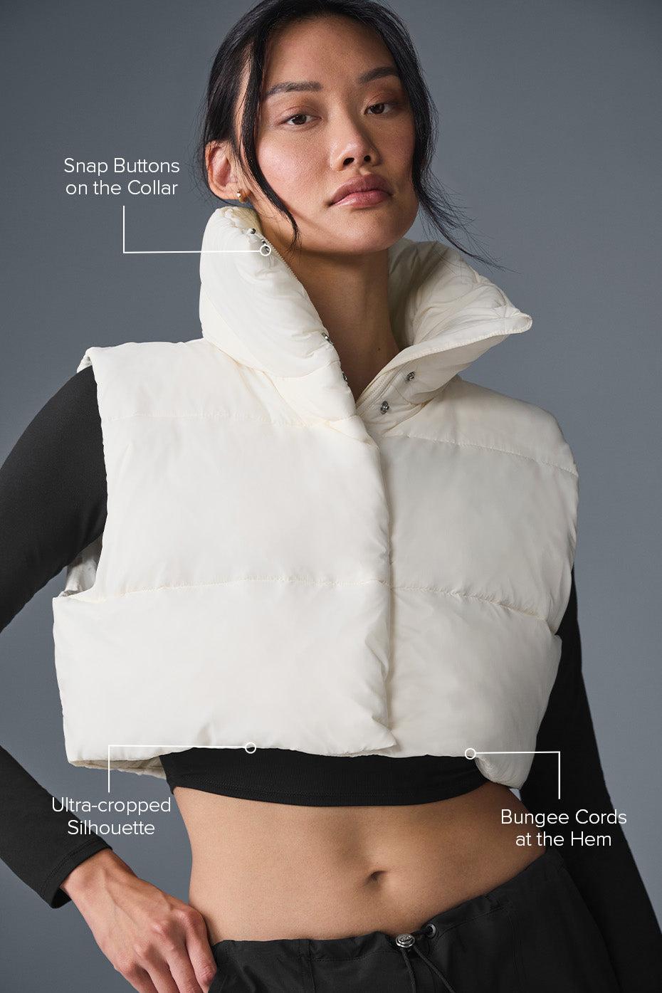 Extreme Cropped Gold Rush Puffer Vest - Ivory Female Product Image