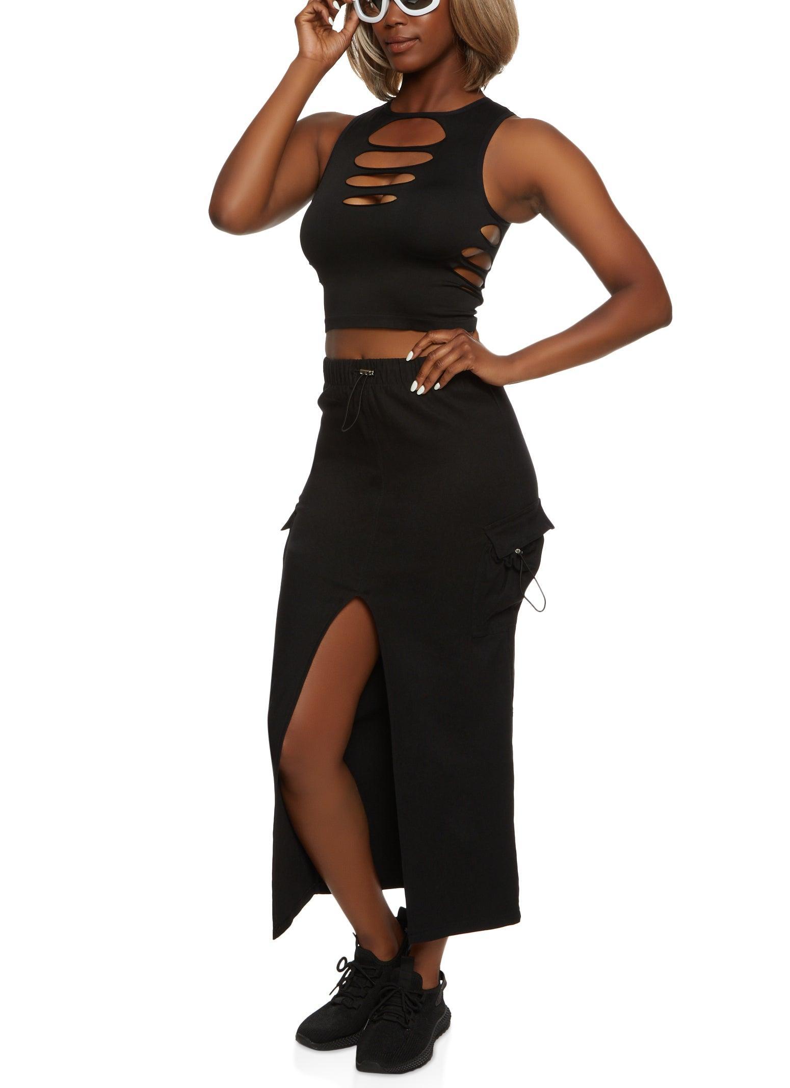 Womens Cargo Pocket Hyperstretch Maxi Skirt Product Image