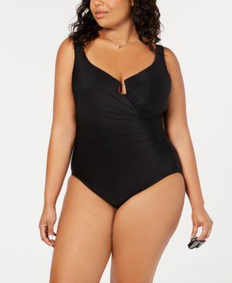 Plus Size Escape Underwire Allover-Slimming Wrap One-Piece Swimsuit Product Image