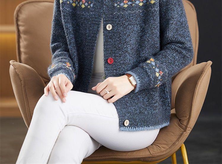 Patterned Ribbed Cardigan Product Image