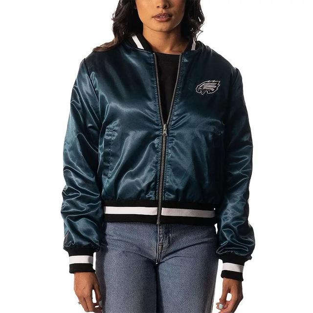 Womens The Wild Collective Midnight /Black Philadelphia Eagles Reversible Sherpa Full-Zip Bomber Jacket Product Image