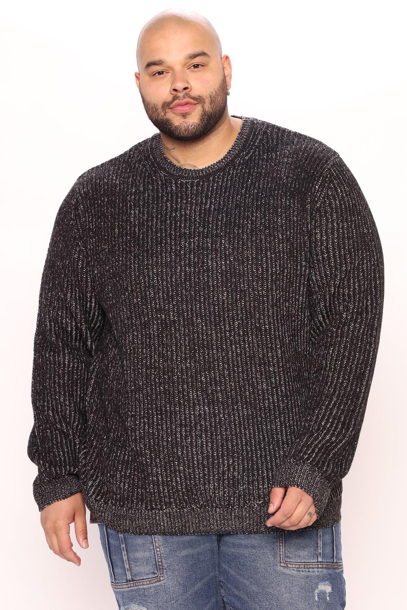 Heavy Ribbed Pullover Sweater - Black/combo Product Image