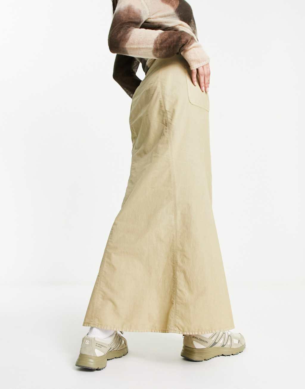 COLLUSION fishtail detail cargo maxi skirt in neutral Product Image