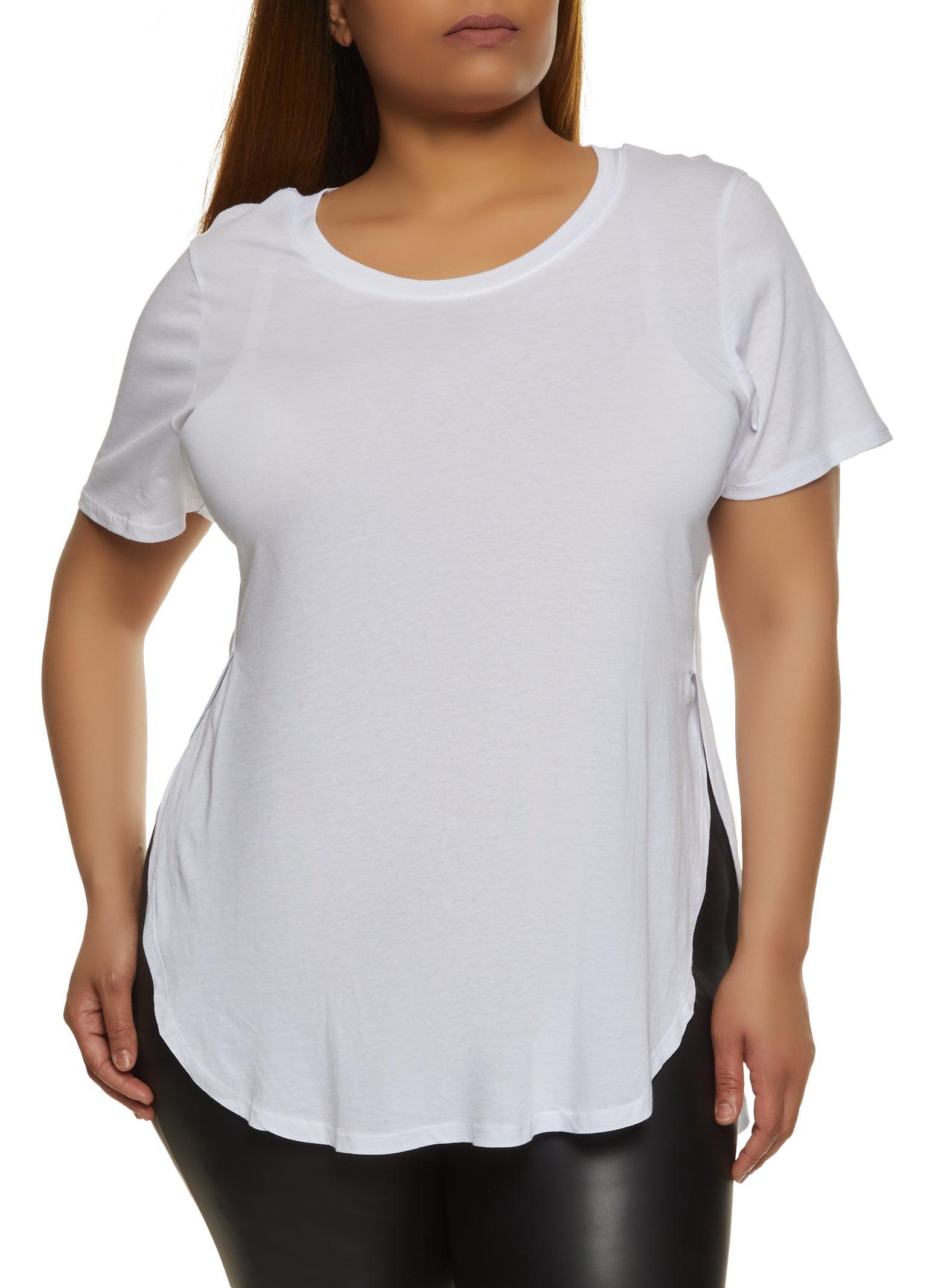 Womens Plus Size Basic Split Hem Tee Product Image