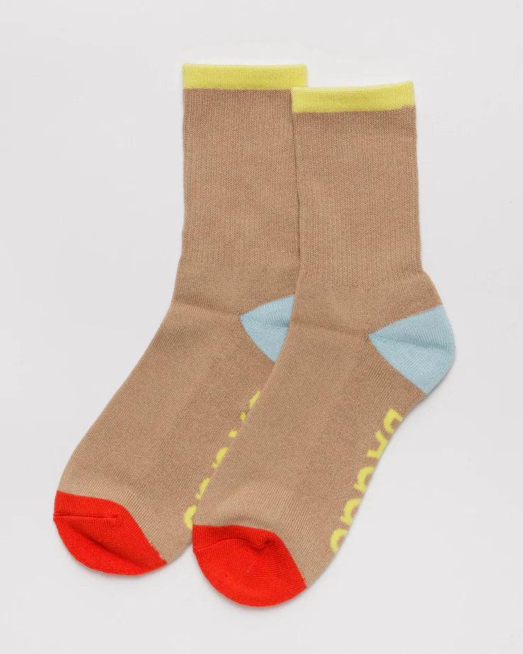 Baggu Ribbed Sock - Beige Mix Small Product Image