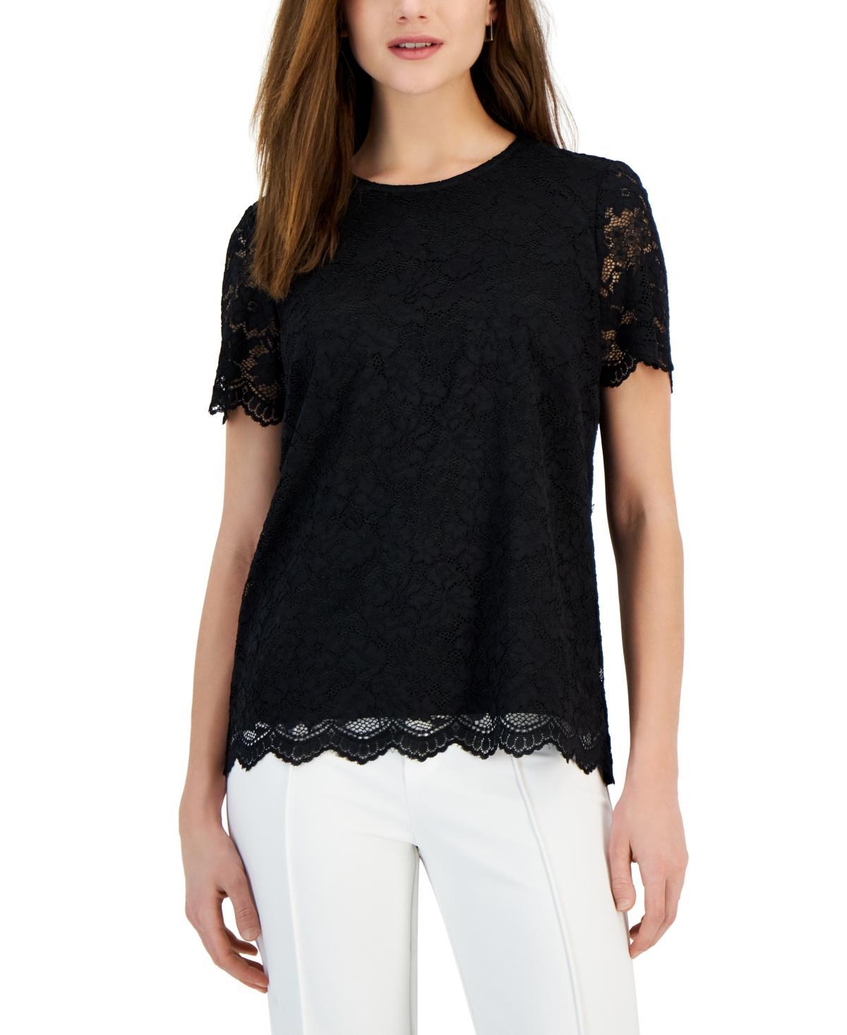 Tahari Asl Womens Lace Short-Sleeve Top Product Image