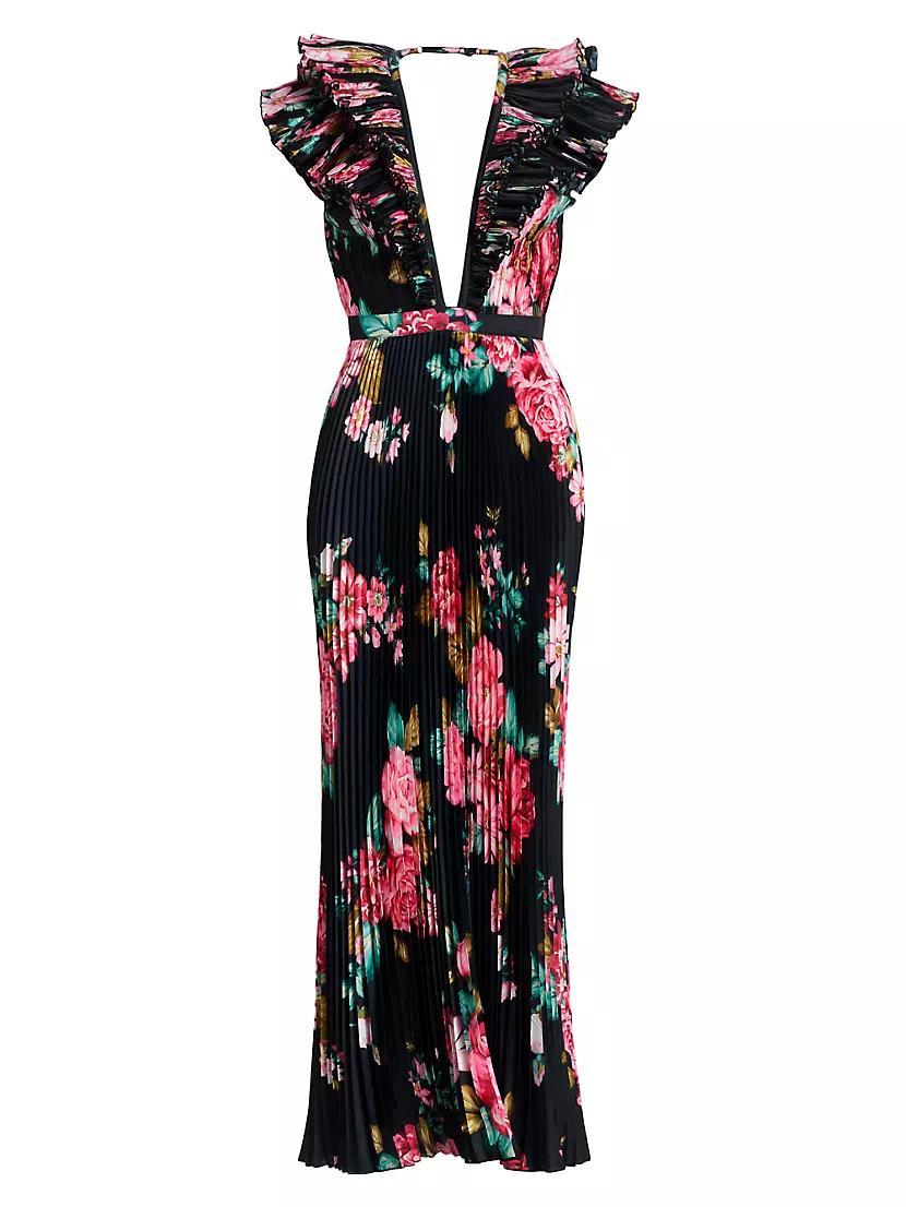 Floral Pleated Plunge Maxi Dress Product Image