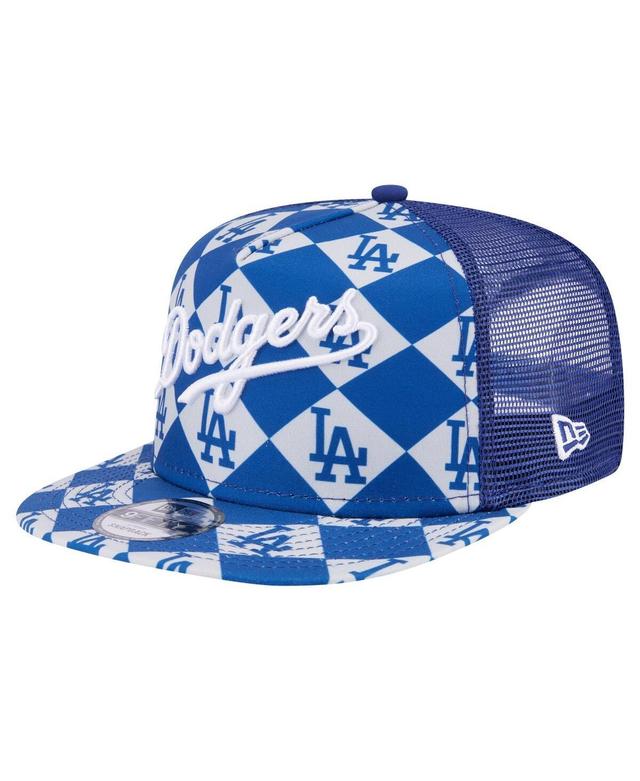 Mens New Era Royal Los Angeles Dodgers Seeing Diamonds A-Frame Trucker 9FIFTY Snapback Hat Product Image