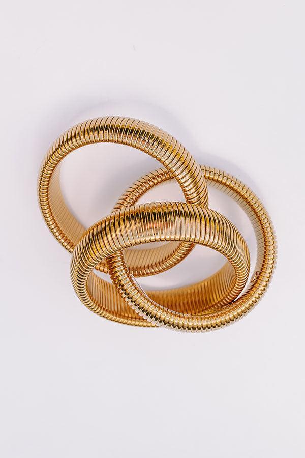 Large Gold Twisted Cobra Bangle Bracelets Product Image