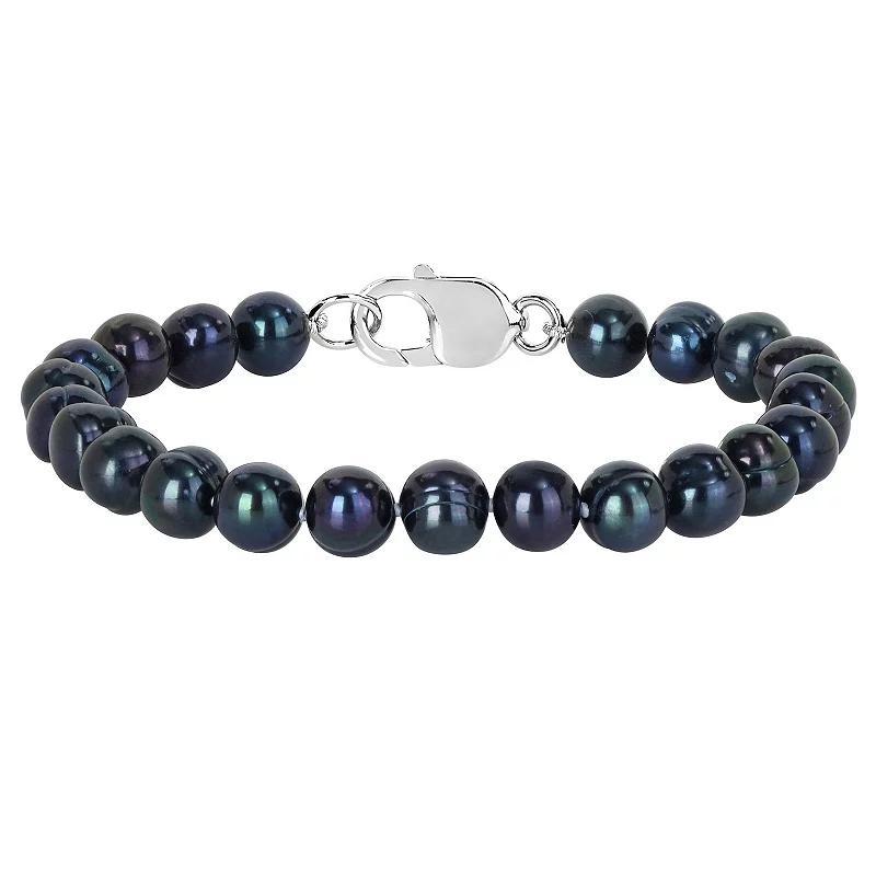 Stella Grace Mens Freshwater Black Cultured Pearl Bracelet Sterling Product Image