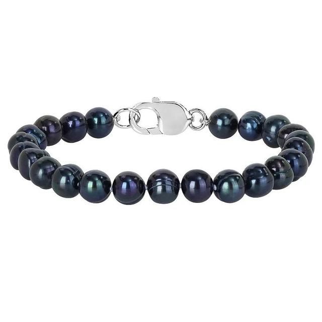 Stella Grace Mens Freshwater Black Cultured Pearl Bracelet Sterling Product Image