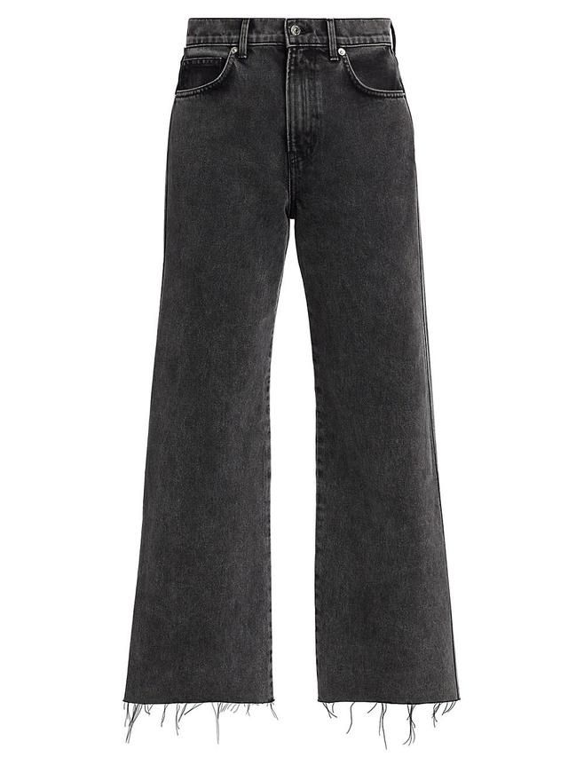 Veronica Beard Taylor High Waist Raw Hem Crop Wide Leg Jeans Product Image