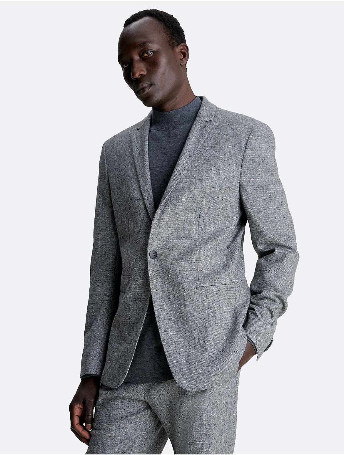 Calvin Klein Mens Wool Blend Flannel Blazer - Grey - XS Product Image