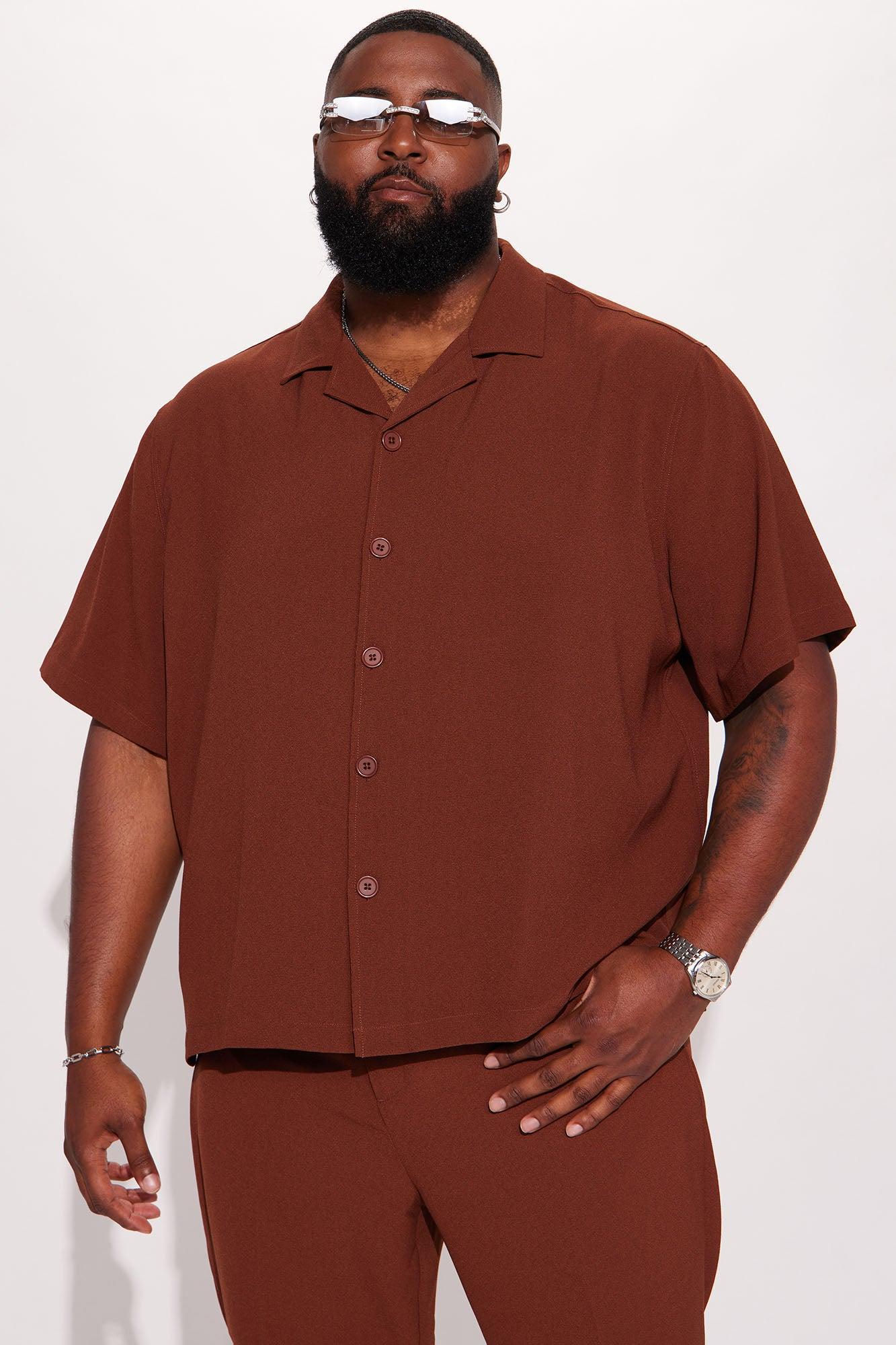 Golden Hour Short Sleeve Button Up - Brown Product Image